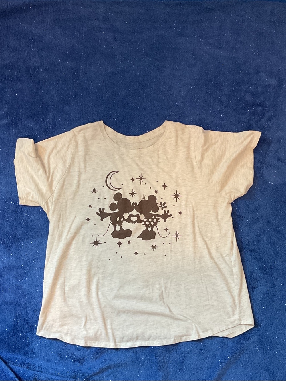 Cream women’s ' Graphic Tee with Black Disney Character Silhouettes